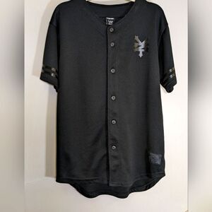 Zoo York Black on Black 93 Baseball Jersey Style Button Up Shirt Ladies XL
